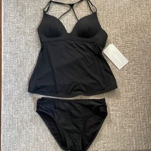 Athleta Black Prism Back Tankini & Bikini Bottoms Lycra ExtraLife Fabric UPF50+